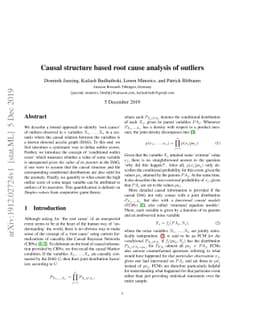 Causal structure based root cause analysis of outliers