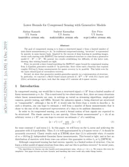Lower Bounds for Compressed Sensing with Generative Models