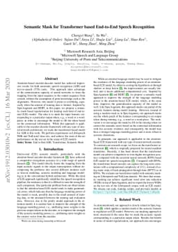 Semantic Mask for Transformer based End-to-End Speech Recognition