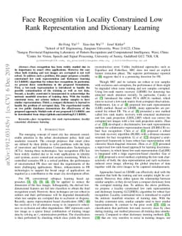 Face Recognition via Locality Constrained Low Rank Representation and
  Dictionary Learning