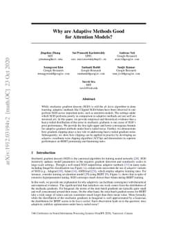 Why are Adaptive Methods Good for Attention Models?