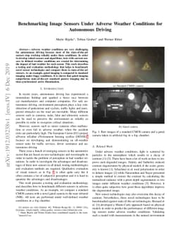 Benchmarking Image Sensors Under Adverse Weather Conditions for
  Autonomous Driving