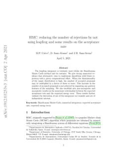 HMC: avoiding rejections by not using leapfrog and some results on the
  acceptance rate