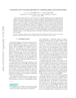 A quantum active learning algorithm for sampling against adversarial
  attacks