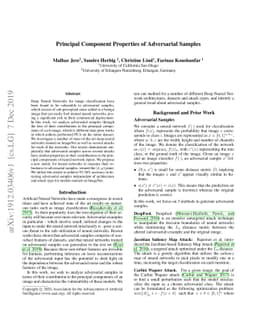 Principal Component Properties of Adversarial Samples