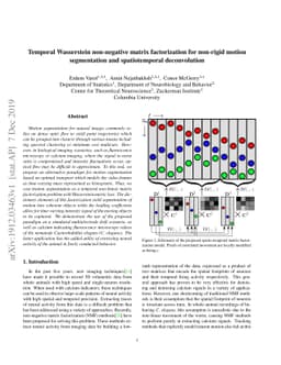 Temporal Wasserstein non-negative matrix factorization for non-rigid
  motion segmentation and spatiotemporal deconvolution