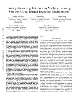 Privacy-Preserving Inference in Machine Learning Services Using Trusted
  Execution Environments