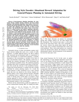 Driving Style Encoder: Situational Reward Adaptation for General-Purpose
  Planning in Automated Driving