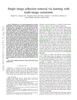 Single image reflection removal via learning with multi-image
  constraints