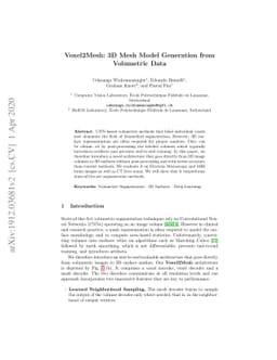 Voxel2Mesh: 3D Mesh Model Generation from Volumetric Data