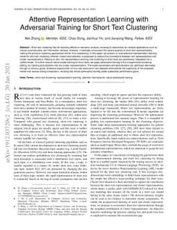 Attentive Representation Learning with Adversarial Training for Short
  Text Clustering