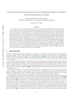 Convolutional Neural Networks for User Identificationbased on Motion
  Sensors Represented as Image