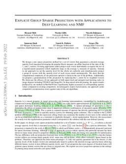 Explicit Group Sparse Projection with Applications to Deep Learning and
  NMF