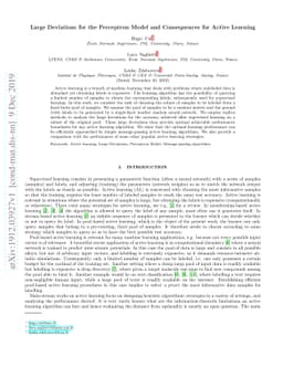 Large deviations for the perceptron model and consequences for active
  learning