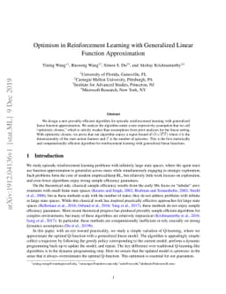 Optimism in Reinforcement Learning with Generalized Linear Function
  Approximation