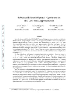 Robust and Sample Optimal Algorithms for PSD Low-Rank Approximation