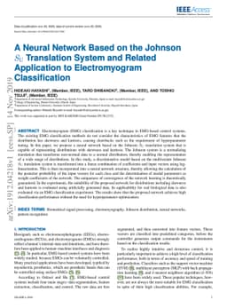 A Neural Network Based on the Johnson $S_\mathrm{U}$ Translation System
  and Related Application to Electromyogram Classification