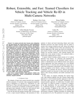 Robust, Extensible, and Fast: Teamed Classifiers for Vehicle Tracking
  and Vehicle Re-ID in Multi-Camera Networks