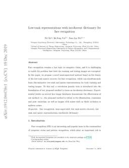 Low-rank representations with incoherent dictionary for face recognition