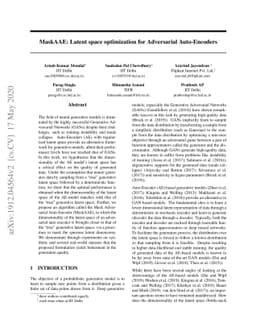 MaskAAE: Latent space optimization for Adversarial Auto-Encoders