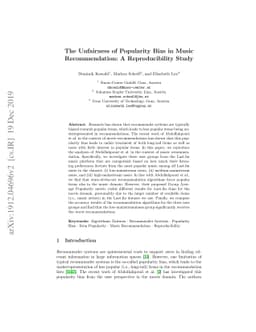 The Unfairness of Popularity Bias in Music Recommendation: A
  Reproducibility Study