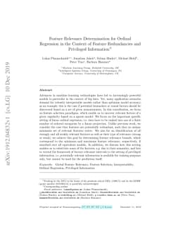 Feature Relevance Determination for Ordinal Regression in the Context of
  Feature Redundancies and Privileged Information