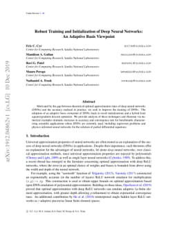 Robust Training and Initialization of Deep Neural Networks: An Adaptive
  Basis Viewpoint