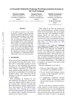 An Ensemble Method for Producing Word Representations focusing on the
  Greek Language