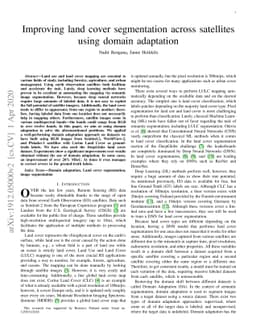 Improving land cover segmentation across satellites using domain
  adaptation