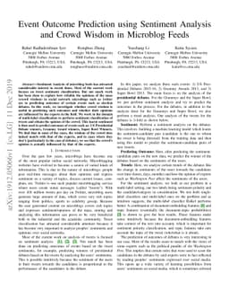 Event Outcome Prediction using Sentiment Analysis and Crowd Wisdom in
  Microblog Feeds