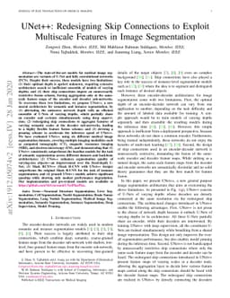 UNet++: Redesigning Skip Connections to Exploit Multiscale Features in
  Image Segmentation