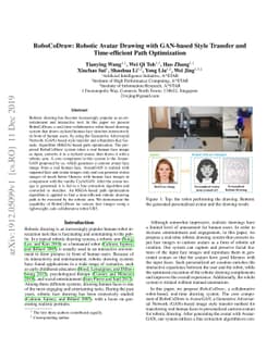 RoboCoDraw: Robotic Avatar Drawing with GAN-based Style Transfer and
  Time-efficient Path Optimization