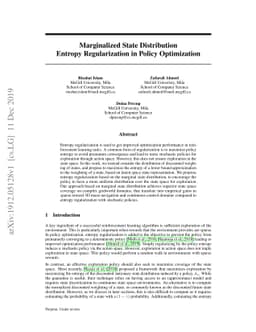 Marginalized State Distribution Entropy Regularization in Policy
  Optimization
