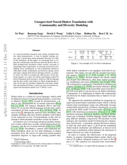 Unsupervised Neural Dialect Translation with Commonality and Diversity
  Modeling