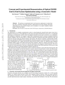 Concept and Experimental Demonstration of Optical IM/DD End-to-End
  System Optimization using a Generative Model