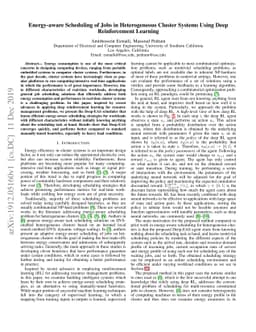Energy-aware Scheduling of Jobs in Heterogeneous Cluster Systems Using
  Deep Reinforcement Learning