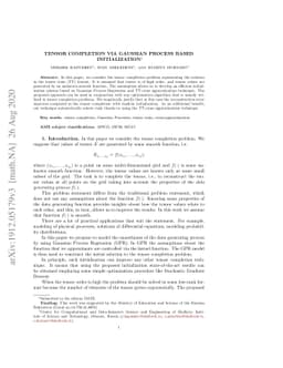 Tensor Completion via Gaussian Process Based Initialization