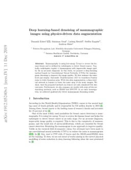 Deep Learning-based Denoising of Mammographic Images using
  Physics-driven Data Augmentation