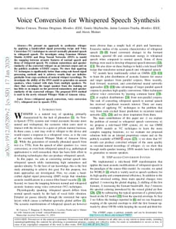 Voice Conversion for Whispered Speech Synthesis