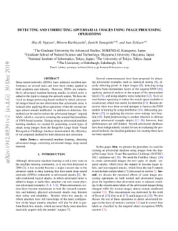 Detecting and Correcting Adversarial Images Using Image Processing
  Operations