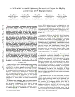 A SOT-MRAM-based Processing-In-Memory Engine for Highly Compressed DNN
  Implementation