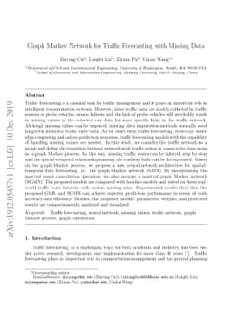 Graph Markov Network for Traffic Forecasting with Missing Data