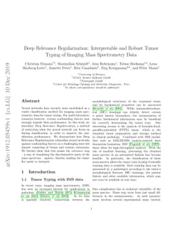 Deep Relevance Regularization: Interpretable and Robust Tumor Typing of
  Imaging Mass Spectrometry Data
