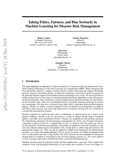 Taking Ethics, Fairness, and Bias Seriously in Machine Learning for
  Disaster Risk Management