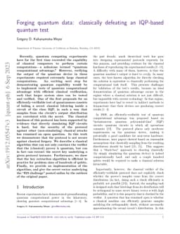 Forging quantum data: classically defeating an IQP-based quantum test