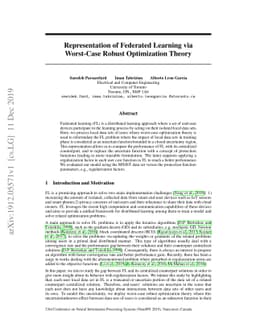 Representation of Federated Learning via Worst-Case Robust Optimization
  Theory