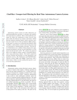 CineFilter: Unsupervised Filtering for Real Time Autonomous Camera
  Systems