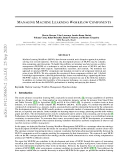 Managing Machine Learning Workflow Components