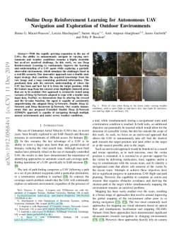 Online Deep Reinforcement Learning for Autonomous UAV Navigation and
  Exploration of Outdoor Environments
