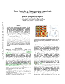 Tensor Completion for Weakly-dependent Data on Graph for Metro Passenger
  Flow Prediction